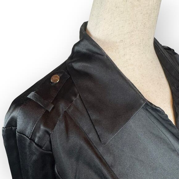 Women's Long Sleeve Black Silk Blouse Size 4 - Picture 5 of 8